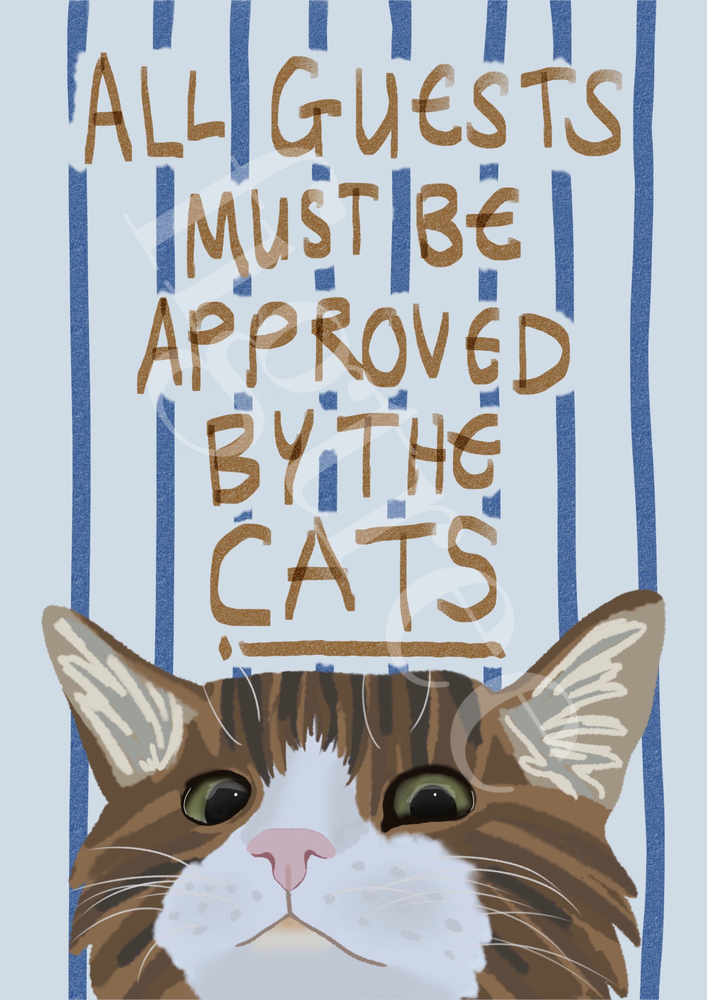 All Guests Must Be Approved By The Cats Wall Print - Multiple Cats