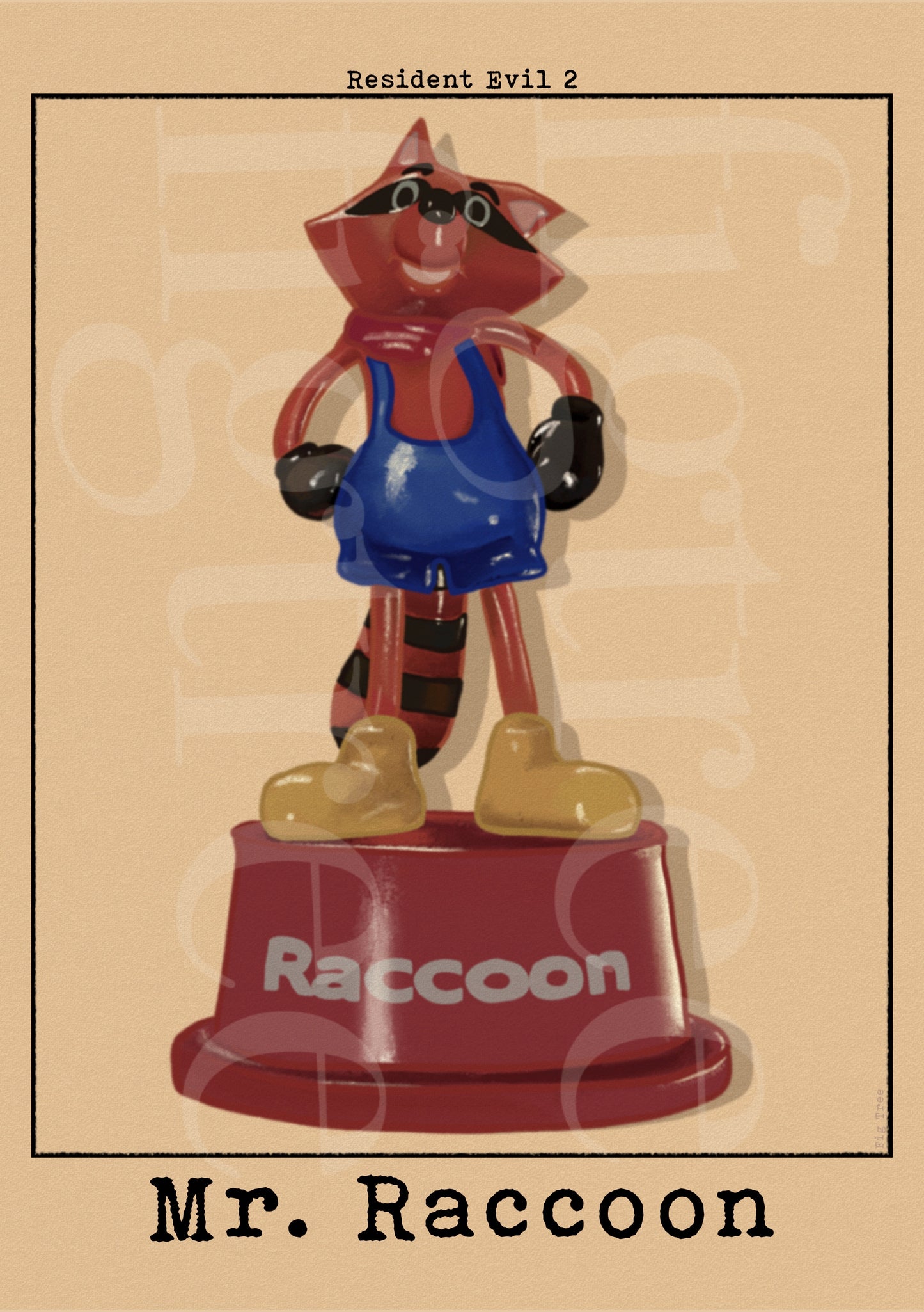 Resident Evil 2 Remake Mr. Raccoon Print, A4/A5