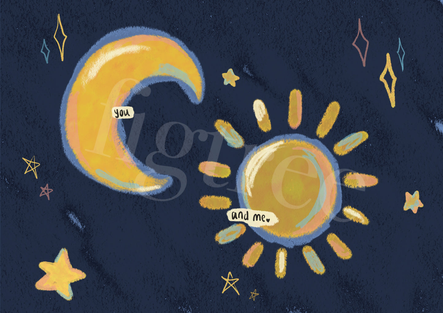 Sun (Me) And Moon (You) Wall Print