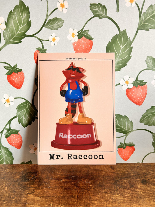 Resident Evil 2 Remake Mr. Raccoon Print, A4/A5
