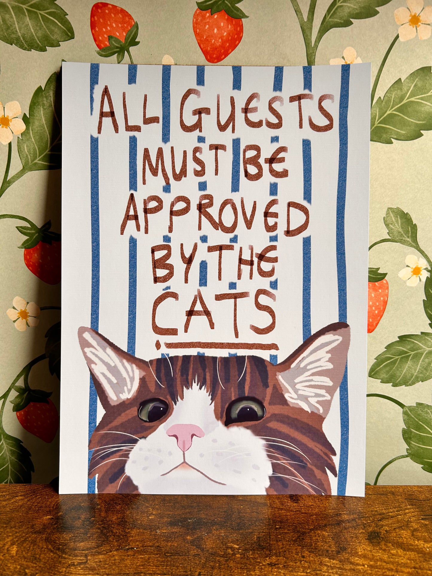 All Guests Must Be Approved By The Cats Wall Print - Multiple Cats